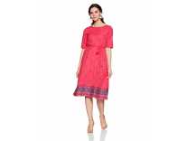Rangriti Women’s Cotton A-Line Dress (RMMYARN DYE8475_Coral_34) Rs.419