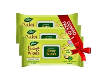 Dabur Baby Wipes: Soft Moisturizing Wet Wipes enriched with Aloe Vera & Amba Haldi | No Parabens & Phthalates – 80 Wipes X Pack of 3 Rs. 239