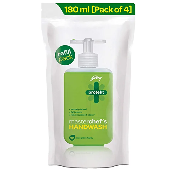 Godrej Protekt Germ Fighter Handwash Refill Pack | Lime & Eucalyptus | Germ Protection & Soft on Hands – Pack of 4 (180ml each) Rs. 81