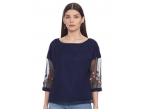 Marie Claire Women’s Plain Regular fit Blouse (MC1075B_Blue M) Rs. 273