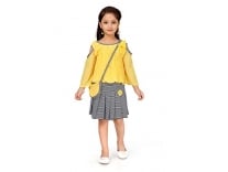 Aarika Girl’s Georgette Knee-Long Dress (DR-153_Yellow_8-9 Years) Rs.343
