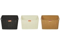 ARISTO Plastic Basket without Lid – Pack of 3 (Multicolour, Medium), (27.5 x 22.5 x 17 cm) Rs. 280