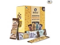Bevzilla Instant Coffee Powder – 48 Sachets | Turkish Hazelnut, Colombian Gold, French Vanilla & English Butterscotch | 12 Sachets Each Flavour| Hot & Cold Coffee| Makes 48 Cups| 100 % Arabica Coffee| Strong Coffee| Best Coffee| Espresso, Latte, Cappuccino Rs.209
