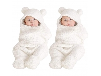 BeyBee Newborn Babies 3 in 1 Baby Blanket Wrapper Sleeping Bag, White Plain, 31″, 72 x 68 cm, 0-9 Months, Pack 2 Rs. 330