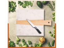 Chefworks by Bathla – ARIA Marble Chopping / Cutting Board for Home with Premium Finish, Exquisite Acacia Wood Detailing & Anti-Slip Pads | Hygienic & Durable | White – 225mmX300mm Rs.283