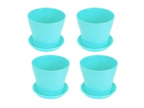 Kraft Seeds Fleshy Flower Planters With Bottom Plates (pack of 4, Sky Blue) | Modern Plant Pots for Gardens | Flower Pots for Home Garden Plants | Planters With Tray | Garden Plant Pots for Terrace Rs. 461