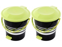 Kuber Industries 2 Pieces Plastic Dustbin Garbage Bin with Handle, 5 Litres (Green) -CTKTC43062,Standard Rs. 222