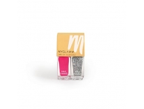 MyGlamm Two Of Your Kind Nail Enamel Duo Glitter Collection-Carnival Crush (Hot Pink + Silver Glitter)-| Long-Lasting Gel Finish Nail Polish Set | Rs. 118