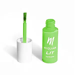 MyGlamm LIT Nail Enamel-Fomo (Green)-7ml | Nail Polish | Nail Paint | Long Lasting Nail Polish | Chip Resistant | Glossy Finish Rs. 95