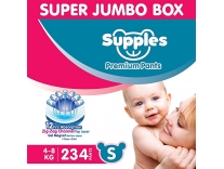 Supples Baby Diaper Pants S(4-8kg) Super Jumbo Box (234 Piece) (78*Pack of 3) Rs. 1526
