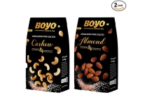 BOYO Premium Nuts Combo Pack 400g – Roasted and Himalayan Pink Salted Cashew Nuts 200g, Roasted and Himalayan Pink Salted California Almonds 200g, Healthy snack Rs. 399