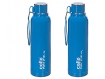Cello Puro Steel-X Benz Water Bottle with Inner Steel and Outer Plastic, 900 ml, Set of 2(Blue) Rs.745