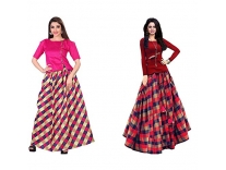 Florence Women’s Silk Lehenga Choli (LG071-MX010_Multicolor_One Size) Rs.290