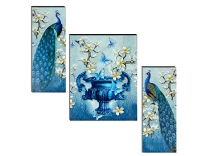 Indianara Set of 3 Beautiful Pair of Peacock and Flower vase Framed Art Painting (4.5 X 12, 9 X 12, 4.5 X 12 INCH, Frameless) Rs.141