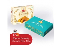 Lal Sweets Combo Pack of Mysore Pak 400 g and Dharwad Peda 400 g Rs.629
