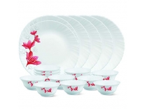 Larah by Borosil Glass RubyThali Set (White) – 18 Pieces Rs.1114