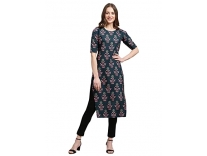 1 Stop Fashion Women’s Crepe Straight Kurta (530335_Turquoise_M) Rs.169