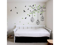 Decals Design ‘Tree Branches with Leaves Birds and Cages’ Wall Sticker (PVC Vinyl, 50 cm x 70 cm, Multicolour) Rs.129