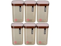 Nayasa Plastic Fusion Containers- 1000 ml, 6 Pieces, Brown Rs.496