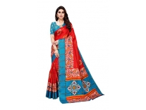 Yashika Women’s Jute Printed Saree With Blouse Piece(CHANDRIKA RED BLUE_Free Size) Rs. 199