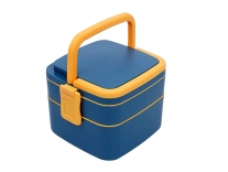 Clazkit Double-Layer Bento Square Lunch Box with Handle, 2 Compartment Tiffin with Handle & Push Lock, Plastic Tiffin Box for Travelling, School Kids (Multicolor) Rs.99