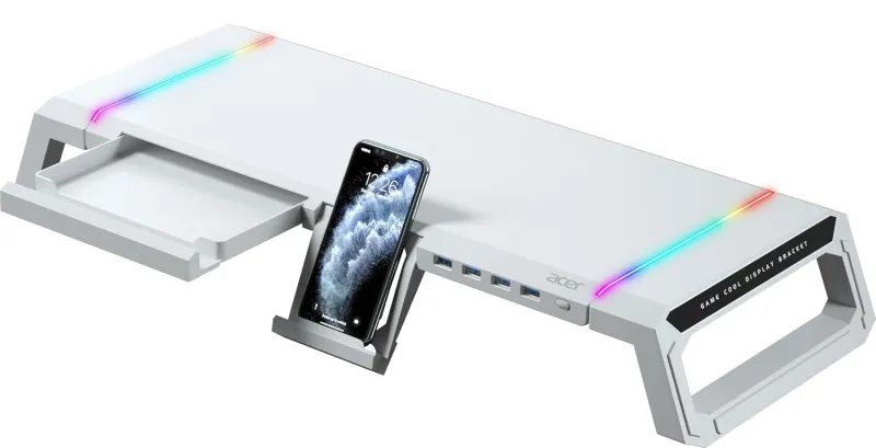 acer Ergo Multifunction Monitor & Laptop Stand Featuring RGB Lighting and a 4-Port USB Hub with Aluminum Multi Keyboard Storage Space Bar, Suitable Rs. 1625
