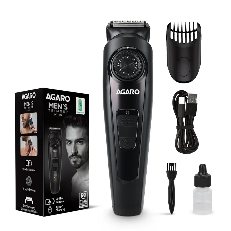 AGARO Beard Trimmer, 10 Length Settings with digital display USB rechargeable multifunctional for home and travel MT1122 Rs. 574