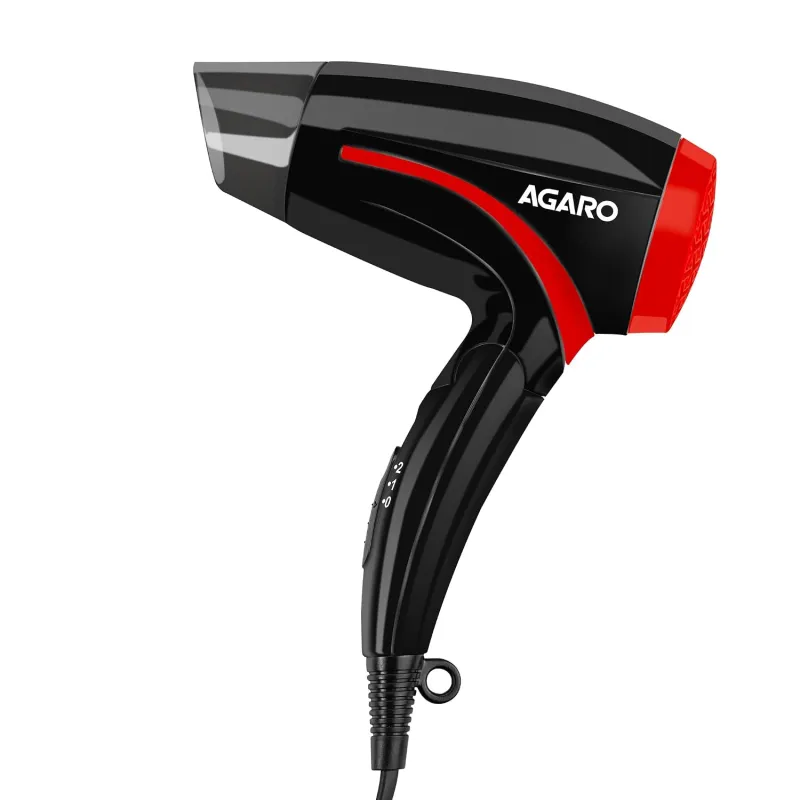 AGARO Hair Dryer with 1000 Watts Copper Motor, 2 Speed & Temperature Settings,Foldable Handle, For both Men & Women, Black & Red HD1177 Rs. 569
