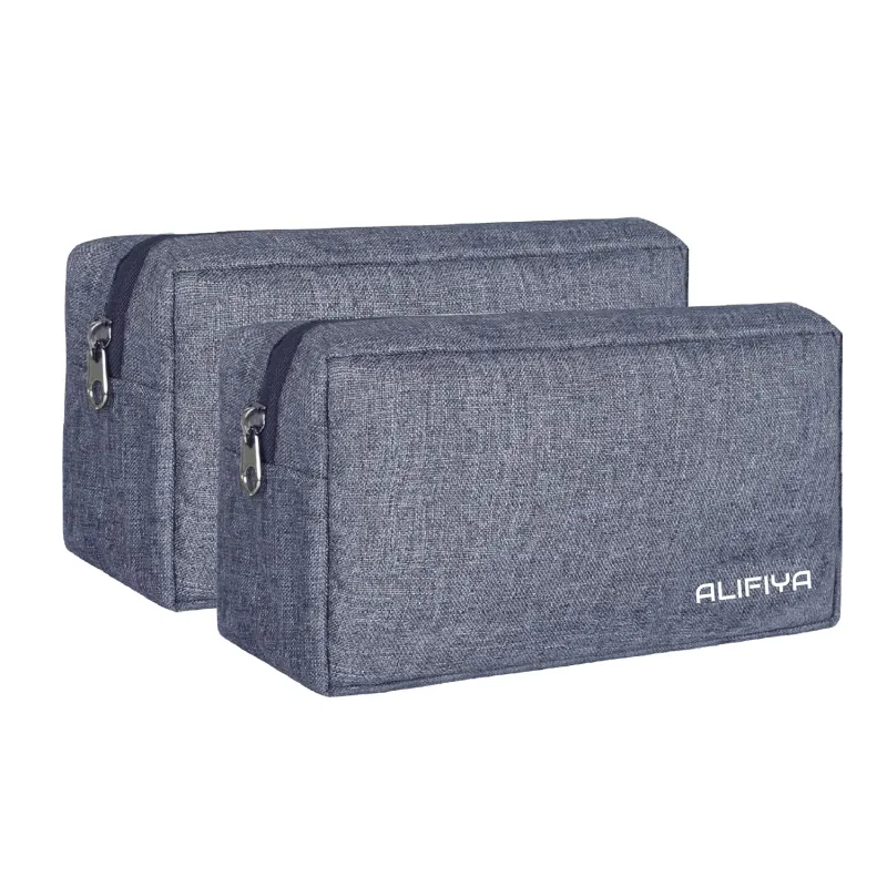 ALIFIYA Travel Organizer Pouch for Cables, Charger, Hard Disk & Mouse – 3 Layer Protective Gadget Organizer with Mesh Pocket, Pack of 2 (Grey) Rs. 230