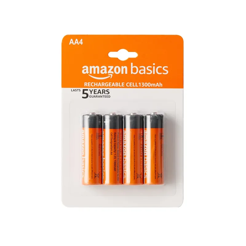 Amazon Basics AA Rechargeable Batteries | 1300 mAh with 1.2 V Power| Ni-MH Batteries (Pack of 4) Rs. 382