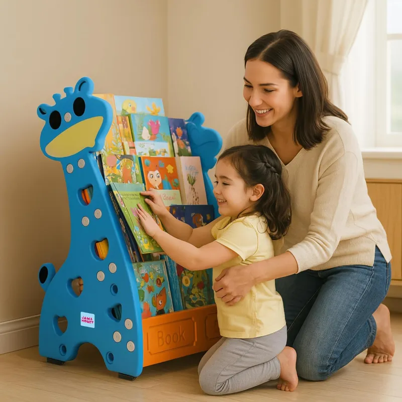 Amazon Brand – Jam & Honey Animal Theme Bookshelf for Kids|4-Tier Display Rack |Storage|Organizing|Kids Bookcase|Perfect for Rs. 2099
