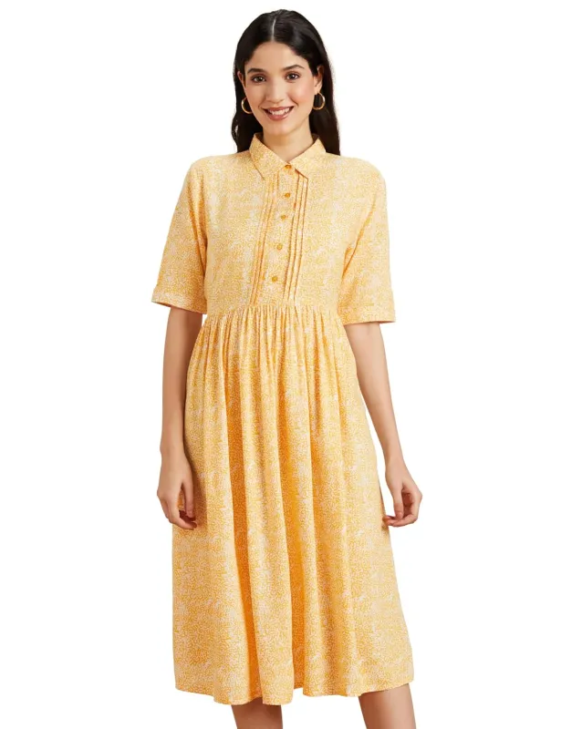 Amazon Brand – Symbol Women Rayon Fit and Flare One Piece Midi Length Dress (Available in Plus Sizes) Rs. 179