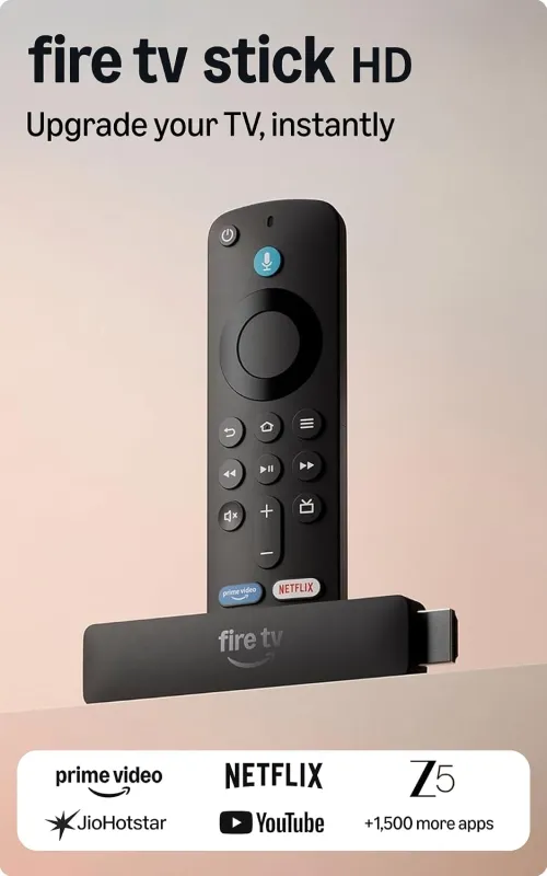 Amazon Fire TV Stick HD (newest model), our fastest HD stick yet, 1,500+ apps, smart voice search with Alexa+, directly powered by your TV Rs. 2999