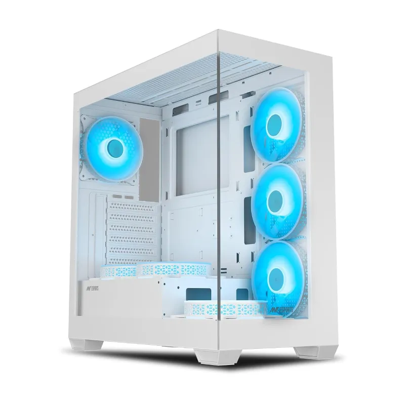 Ant Esports Crystal X7 ATX Computer Case/Gaming Cabinet with Type-C – White | Support ATX, Micro-ATX, Mini-ITX | Pre-Installed 3 M/B Plate Fans, 2 Rs. 4323