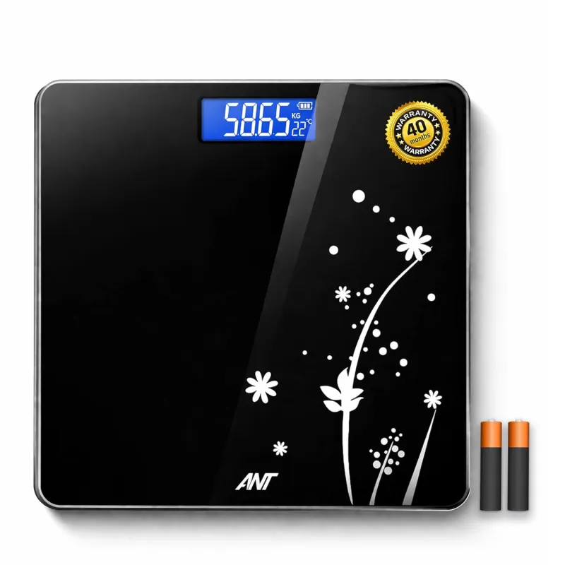 ANT Flora Bud Digital Body Weight Weighing Scale, 180kg Capacity, 50g Accuracy, 5mm Tempered Glass, High Precision Strain Sensor, LCD Display, Auto Rs. 279