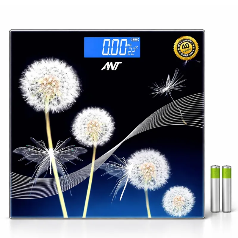 ANT Flora Dandelion Digital Weighing Scale for Body Weight, 180kg Capacity, 50g Accuracy, High Precision Strain Sensor, 5mm Tempered Glass, LCD Rs. 299