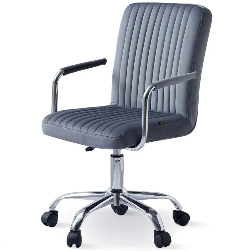 [Apay ICICI CC] Amazon Brand – Solimo Velvet Upholstered Office Chair with MS Chrome Base, Dark Grey Color Rs. 5639
