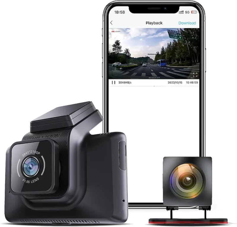 [Apay ICICI CC] Hikvision Car Dash Camera K5|2K Dual Channel|3 Inch Touch Screen|2K Front HD |1080P Rear HD|140° Coverage|G Sensor|Voice Recognition|Emergency Rs. 2930
