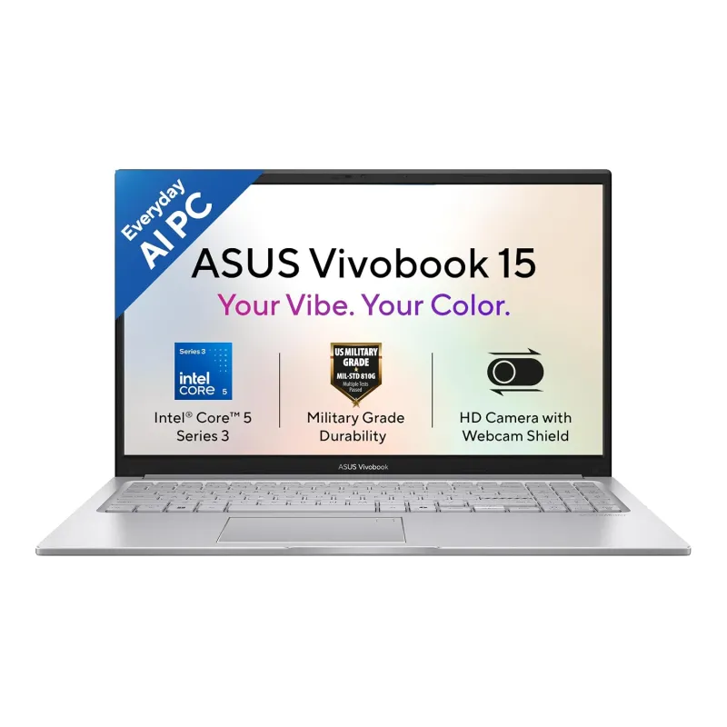 [Apay ICICI NC EMI] ASUS Vivobook 15 (2026),Intel Core 5 (Series 3-Latest Gen),Fingerprint Sensor,8GB RAM,512GB SSD,FHD,15.6″(39.6 cm),Windows 11,M365 Basic(1Y),Office Rs. 67490