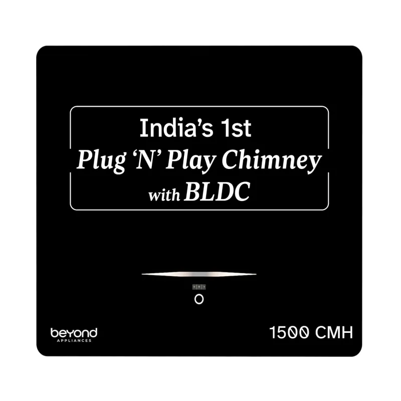 [Apay ICICI NC EMI] Beyond Appliances Cube BLDC Plug N Play Ductless Kitchen Chimney | 1500 CMH | AutoClean | 5-Stage Advanced Filter | Touch Control | 3-way Suction | Rs. 10270