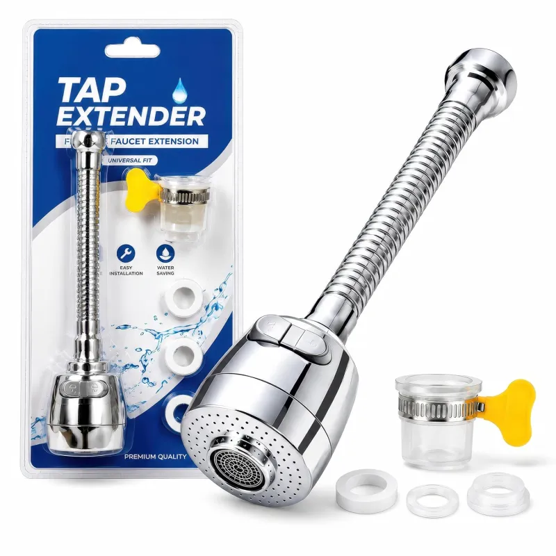 [Apply 15% Coupon] Amazon Basics Flexible Tap Extension for Kitchen Sink with Universal Connector | 2 Flow Modes | Faucet Extender with Water Tap Aerator | Up to 50% Rs. 339