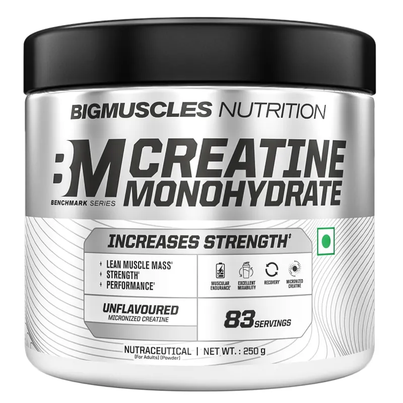 [Apply 3% Coupon] Bigmuscles Nutrition Creatine Monohydrate [83 Servings, Unflavoured] | Micronised Creatine Powder For Enhanced Muscle Strength With Rapid Absorption Rs. 532