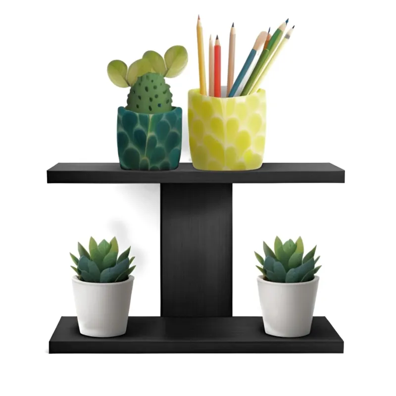 [Apply 3% Coupon] Dime Store Wall Mounted Engineered Wood Shelf/Book Rack/Wall Shelves/Home Decorative Display (2 Shelves, Black) (2 Shelves, Black) Rs. 193