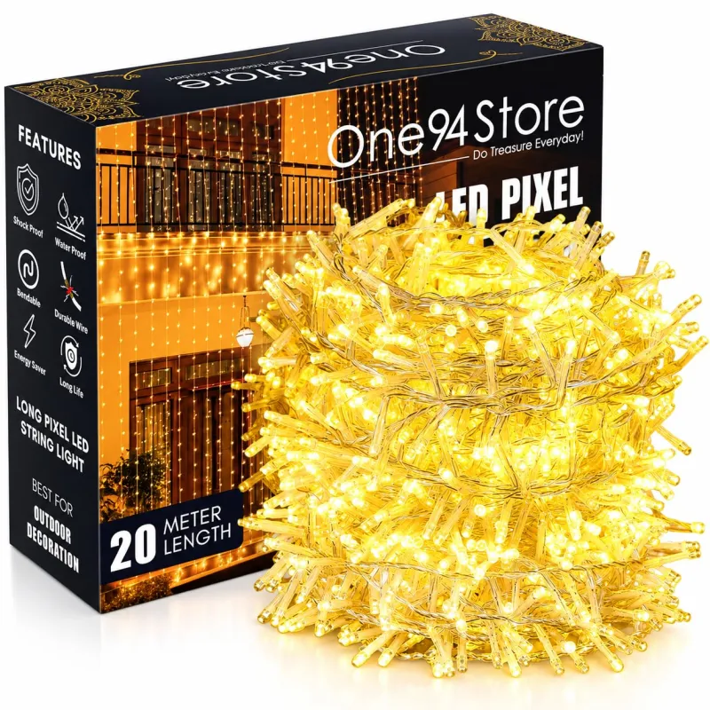 [Apply 3% Coupon] One94Store 20Meter 56 LED Serial String Lights – Plug in Waterproof Copper Wire Fairy Lights for Home Decoration, Christmas, Garden, & Diwali Rs. 144