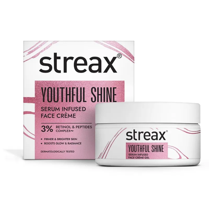 [Apply 3% Coupon] Streax Youthful Shine Serum Infused Face Cream, 50 gm with 3% Retinol & Peptides Complex Rs. 145