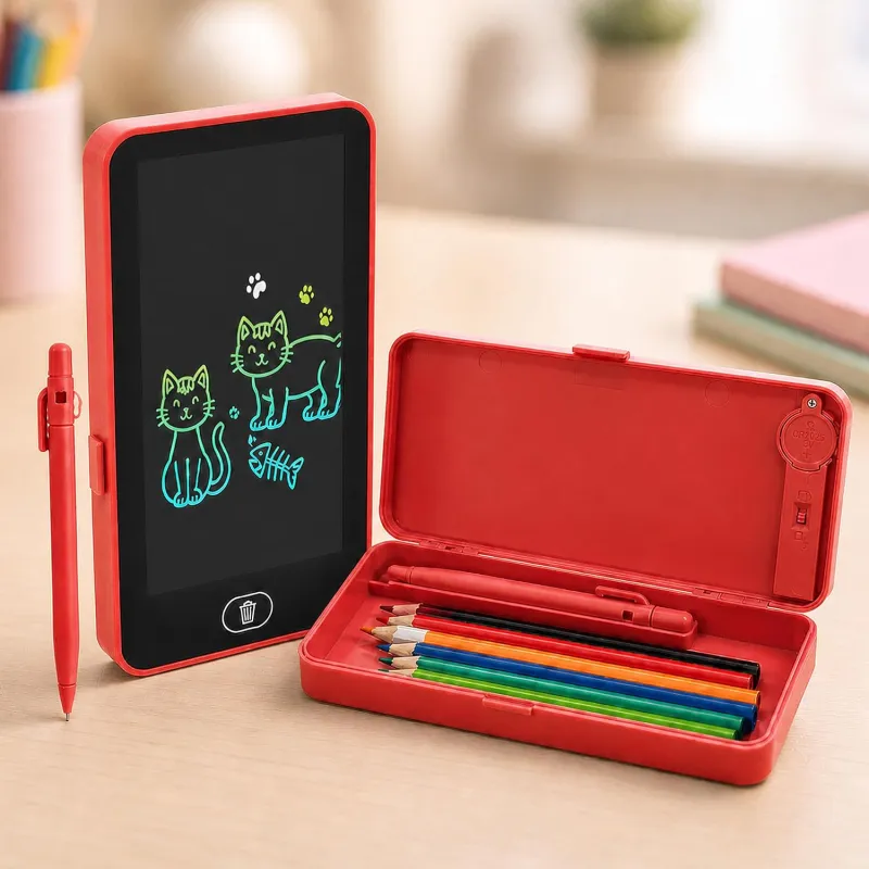 [Apply 3% Coupon] Toyshine 2 in 1 Digital LCD Writing Tablet Children Doodle Board with Pencil Box for Kids 3-10 Years Old Boys/Girls Gifts Education Learning Toy, Red Rs. 134