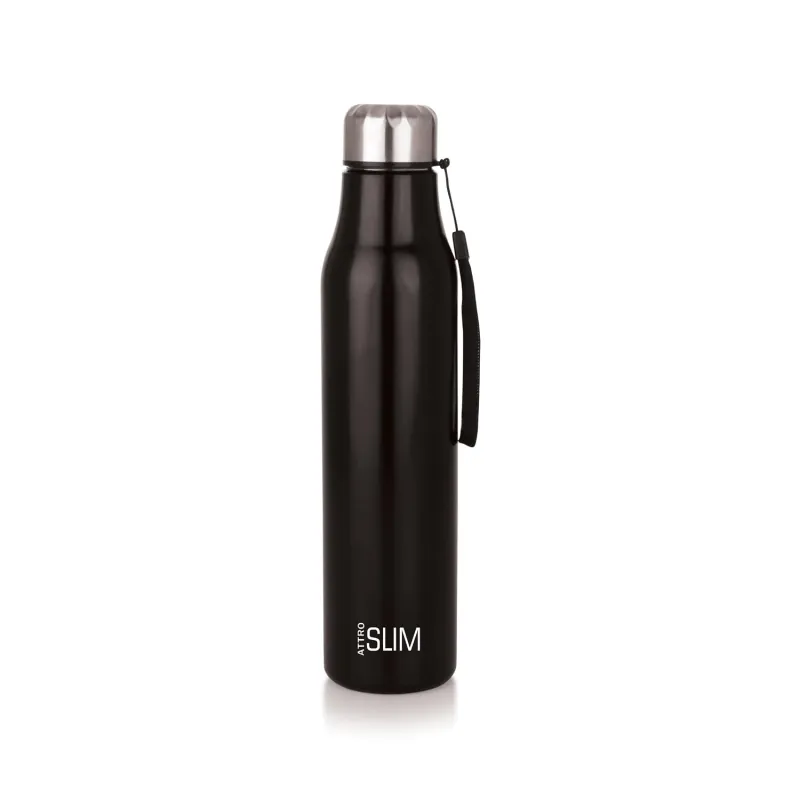 [Apply 35% Coupon] Attro Slim Stainless Steel Single Wall 1000Ml Water Bottle, Light Weighted Leak -Proof Use For Office, School, Outdoor & Gym – Black Rs. 155
