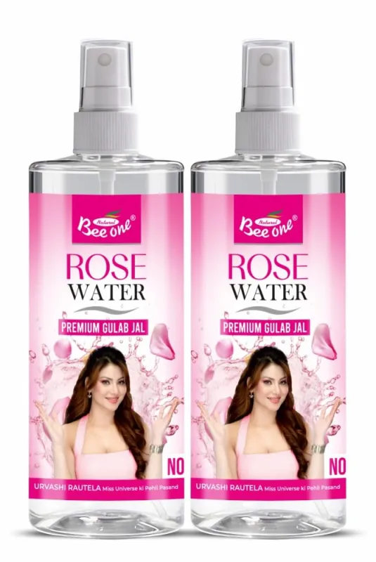 [Apply 5% Coupon] Bee One Rose Water 500ml (Pack of 2) 500ml×2=1000ml | Face Toner & Facial Mist | Hydrating Cleanser spray for Glowing Skin | Gulab Jal for Pore Care, Rs. 152