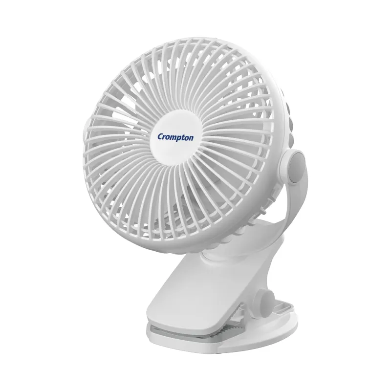 [Apply 5% Coupon] Crompton Siro Rechargeable Clip Fan 100MM | Safety Grill Design | Replaceable Battery | Type-C Charging | 360° Adjustable Rotation | Personal Cooling Rs. 806