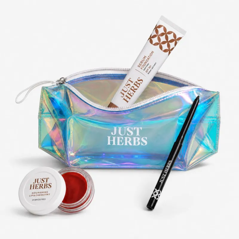 [Apply 5% Coupon] Just Herbs Holographic Makeup Pouch Combo Rs. 296